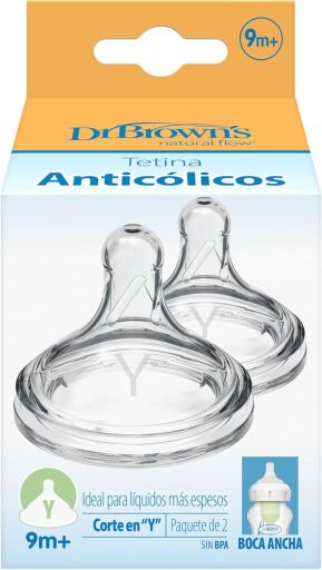 Dr. Brown's Options Preemie Flow Silicone Teats Wide Mouth Y 9M+ 2 units