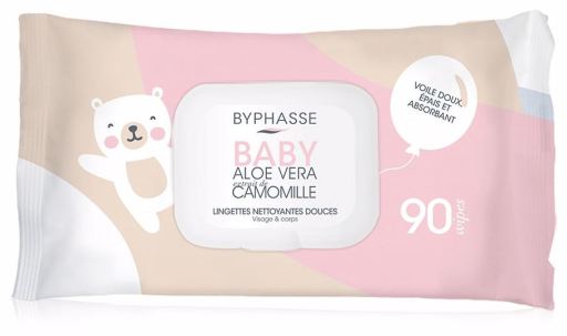 Byphasse Aloe Vera Baby Cleansing Wipes Chamomile Extract 90 units