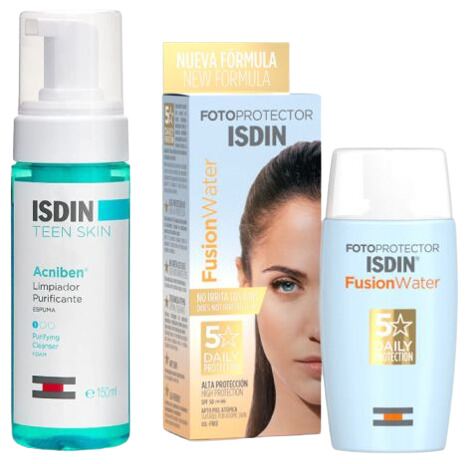 Isdin Fusion Water Sunscreen SPF 50 50 ml + Purifying Cleanser 150 ml