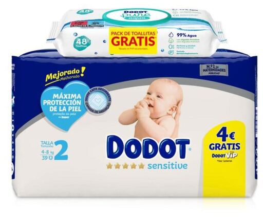 Sensitive Pack Diapers Size 2 from 4 to 8 Kg + Wipes