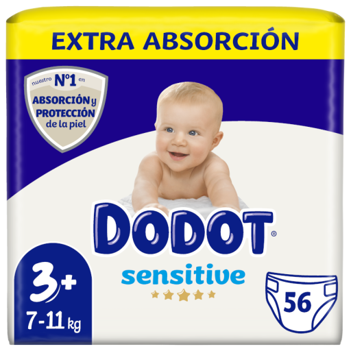 Dodot Sensitive Diapers Size 3 from 7 to 11 Kg 56 Units
