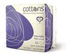 Overnight Night Pads with Wings 100% Cotton 10 Units Overnight Night Pads with Wings 100% Cotton 10 Units