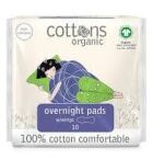 Overnight Night Pads with Wings 100% Cotton 10 Units Overnight Night Pads with Wings 100% Cotton 10 Units
