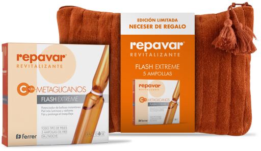 Repavar C5.5% Metaglycans Serum in ampoules + Toiletry bag