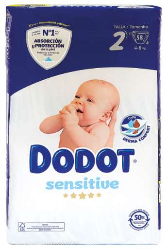 Dodot Sensitive Size 2 Diapers 4-8 Kg 58 Units