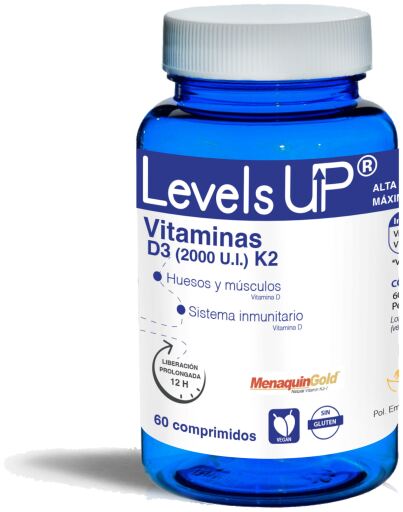 Levels Up Vitamin D3 and K2 60 Tablets